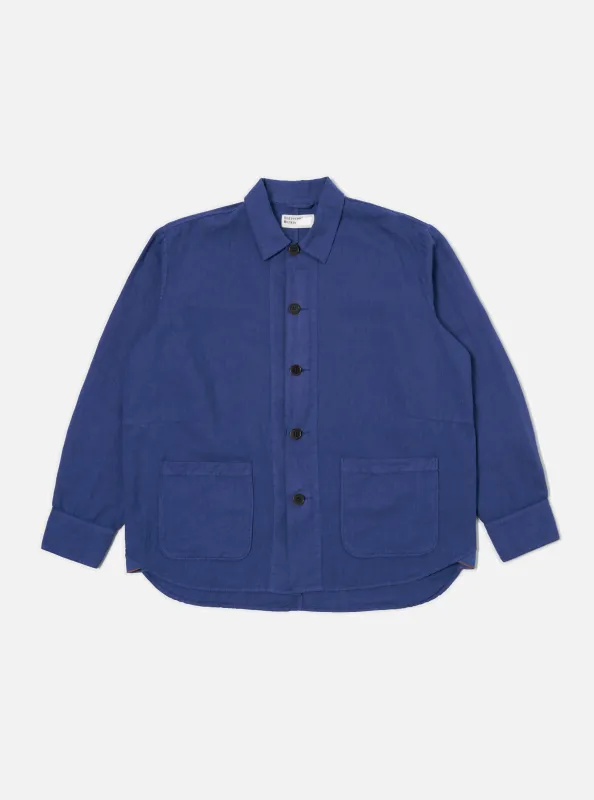Blue Linen Cotton Shirting Travail Overshirt made by Universal Works