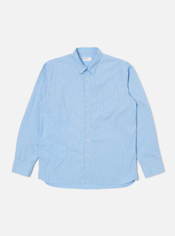 Blue Vila Stripes Patched Shirt sold by Universal Works