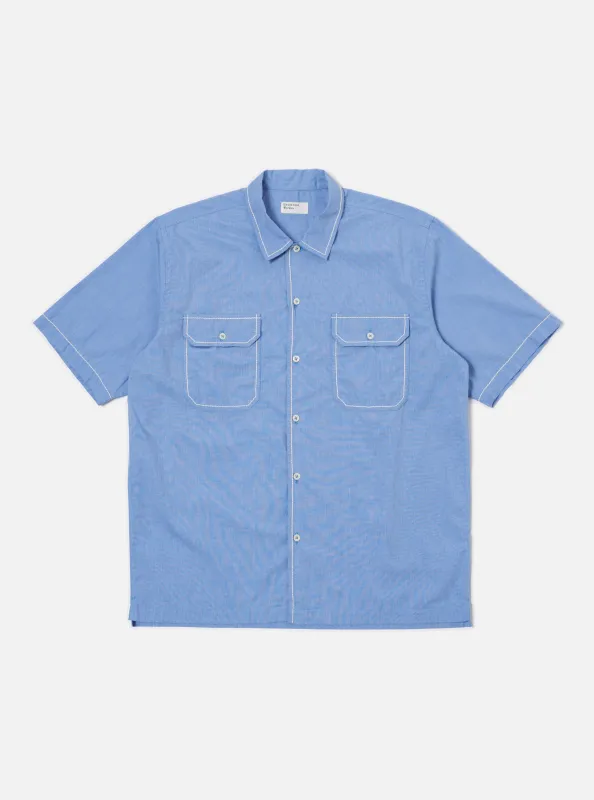 Blue End On End Cotton Utility SS Shirt sold by Universal Works