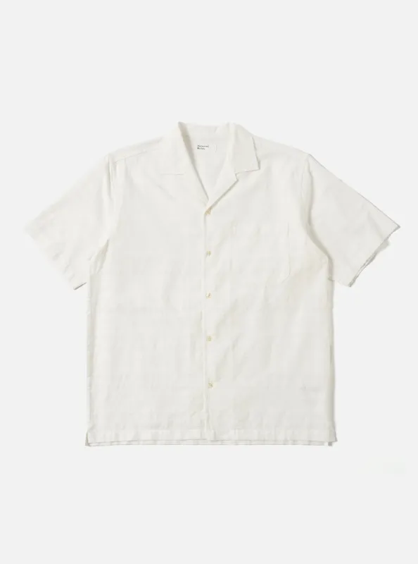 Ecru Deffe Self Stripe Minari Shirt sold by Universal Works