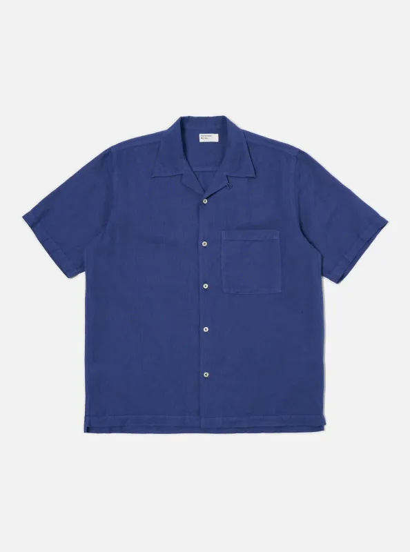 Blue Linen Cotton Shirting Camp Shirt sold by Universal Works
