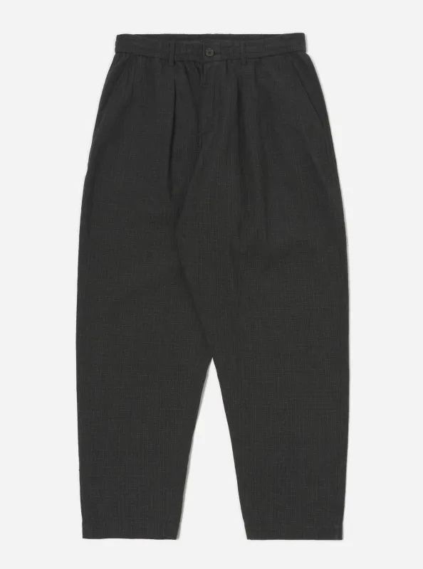 Charcoal Fine Linen Mix Pleated Track Pant made by Universal Works