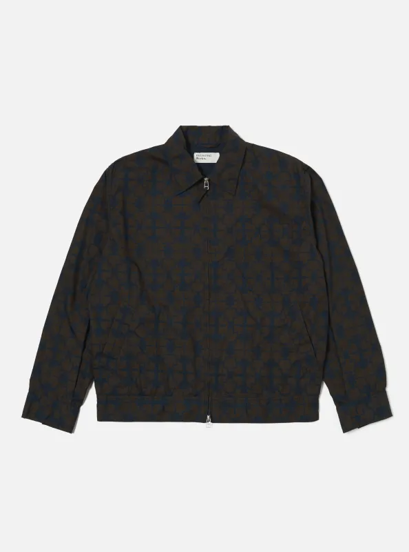 Navy Mitla Print Cotton Rose Bowl Jacket made by Universal Works