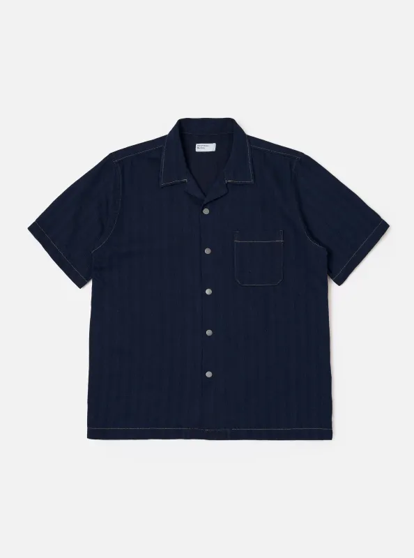 Indigo Recycled Herringbone Road Shirt sold by Universal Works