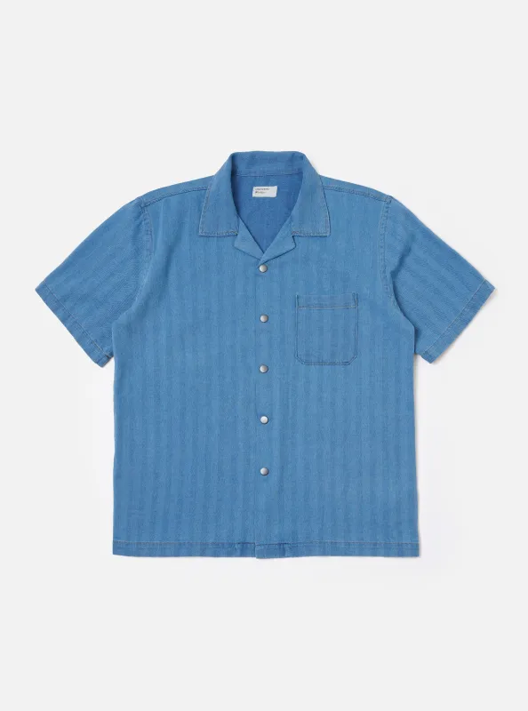 Washed Indigo Recycled Herringbone Road Shirt sold by Universal Works