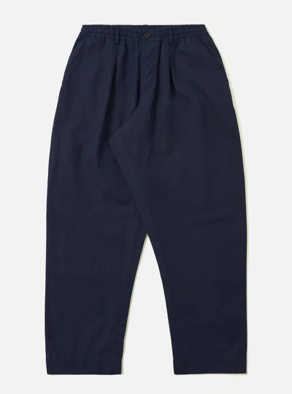 Navy Linen Slub Weave Oxford Pant sold by Universal Works