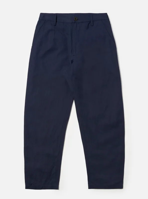 Navy Linen Slub Weave Dizzy Trouser sold by Universal Works