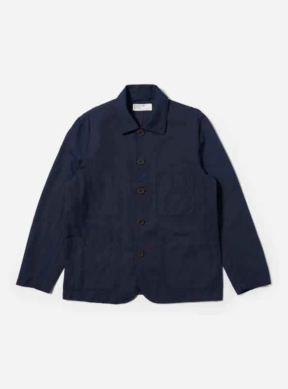 Navy Linen Slub Weave Bakers Jacket made by Universal Works
