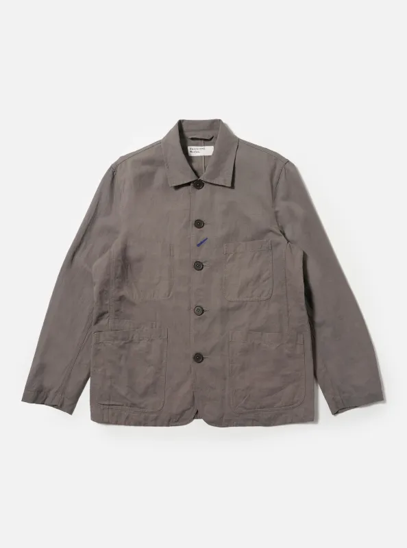 Mid Grey Linen Slub Weave Bakers Jacket made by Universal Works