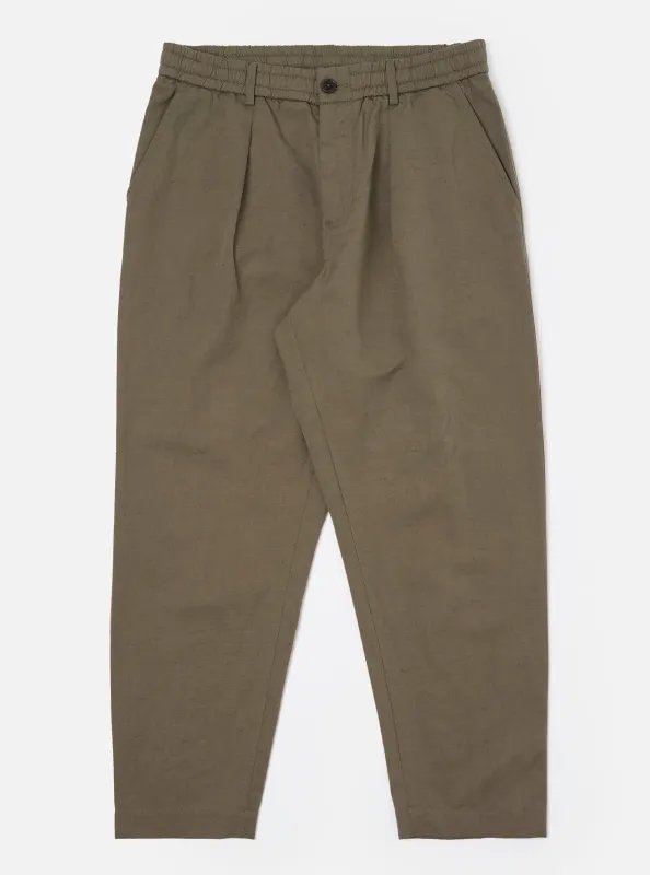 Olive Linen Slub Weave Oxford Pant made by Universal Works