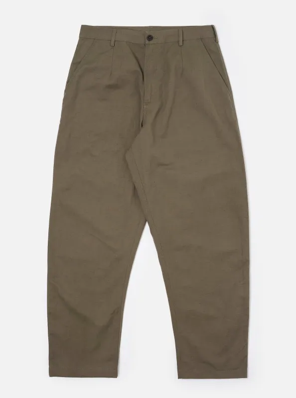Olive Linen Slub Weave Dizzy Trouser sold by Universal Works