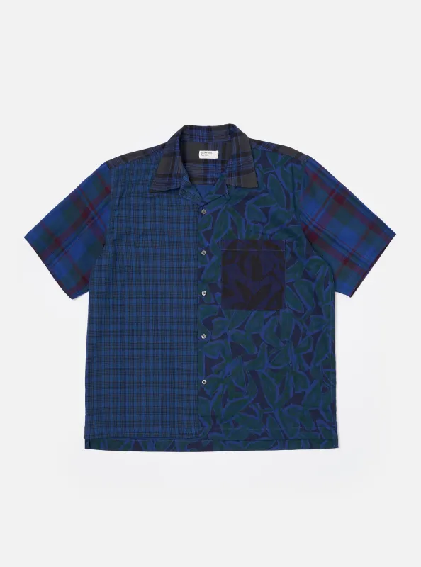 Navy Mixed Check Camp Shirt made by Universal Works