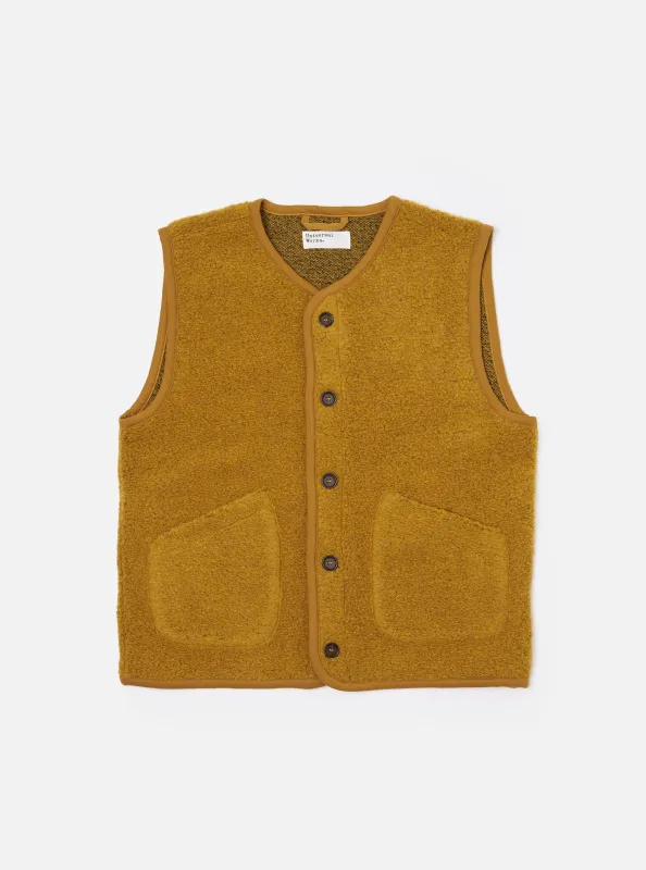 Yellow Alvar Fleece Lancaster Gilet sold by Universal Works