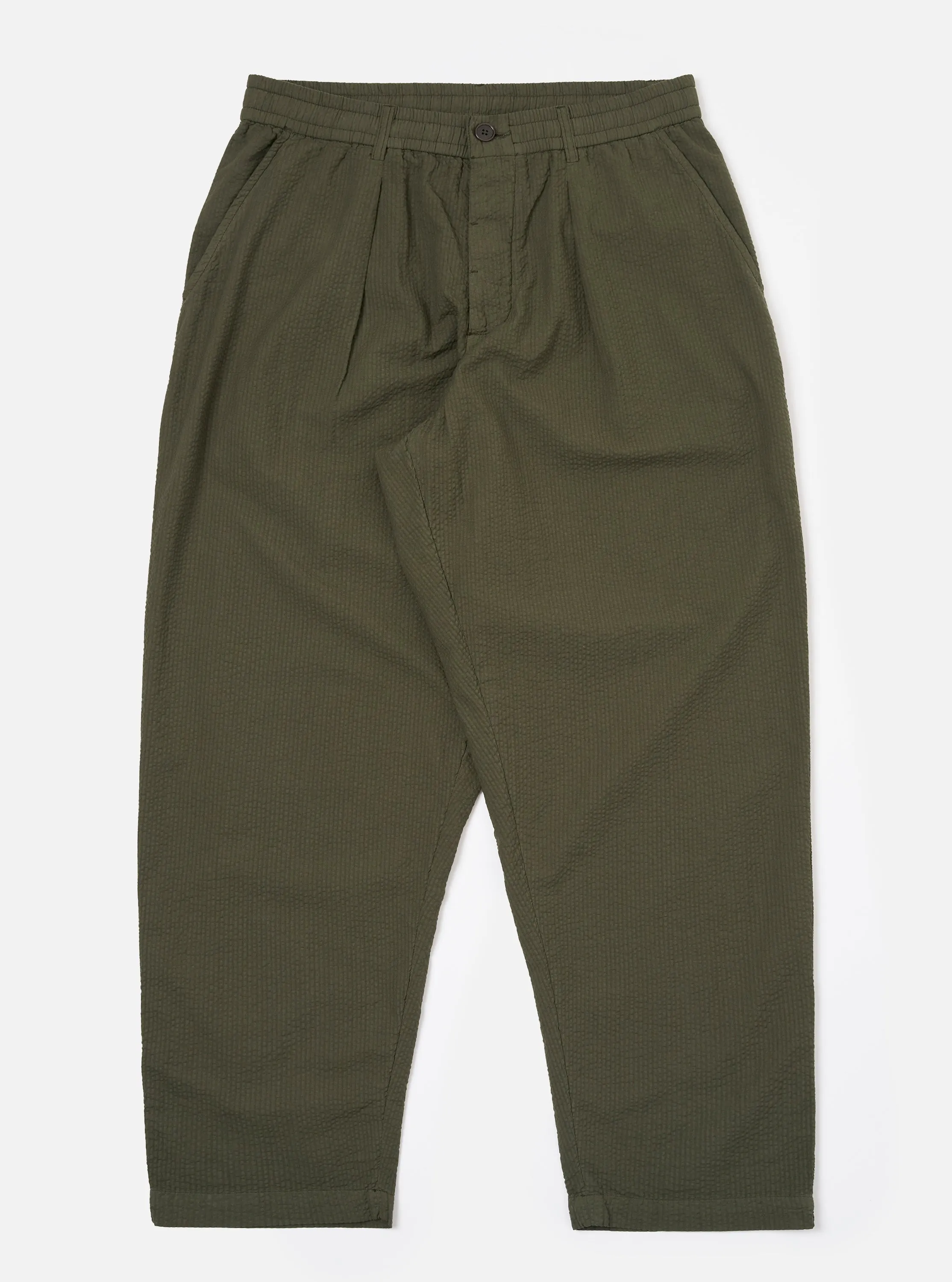 Olive Merida Seersucker Pleated Track Pant sold by Universal Works