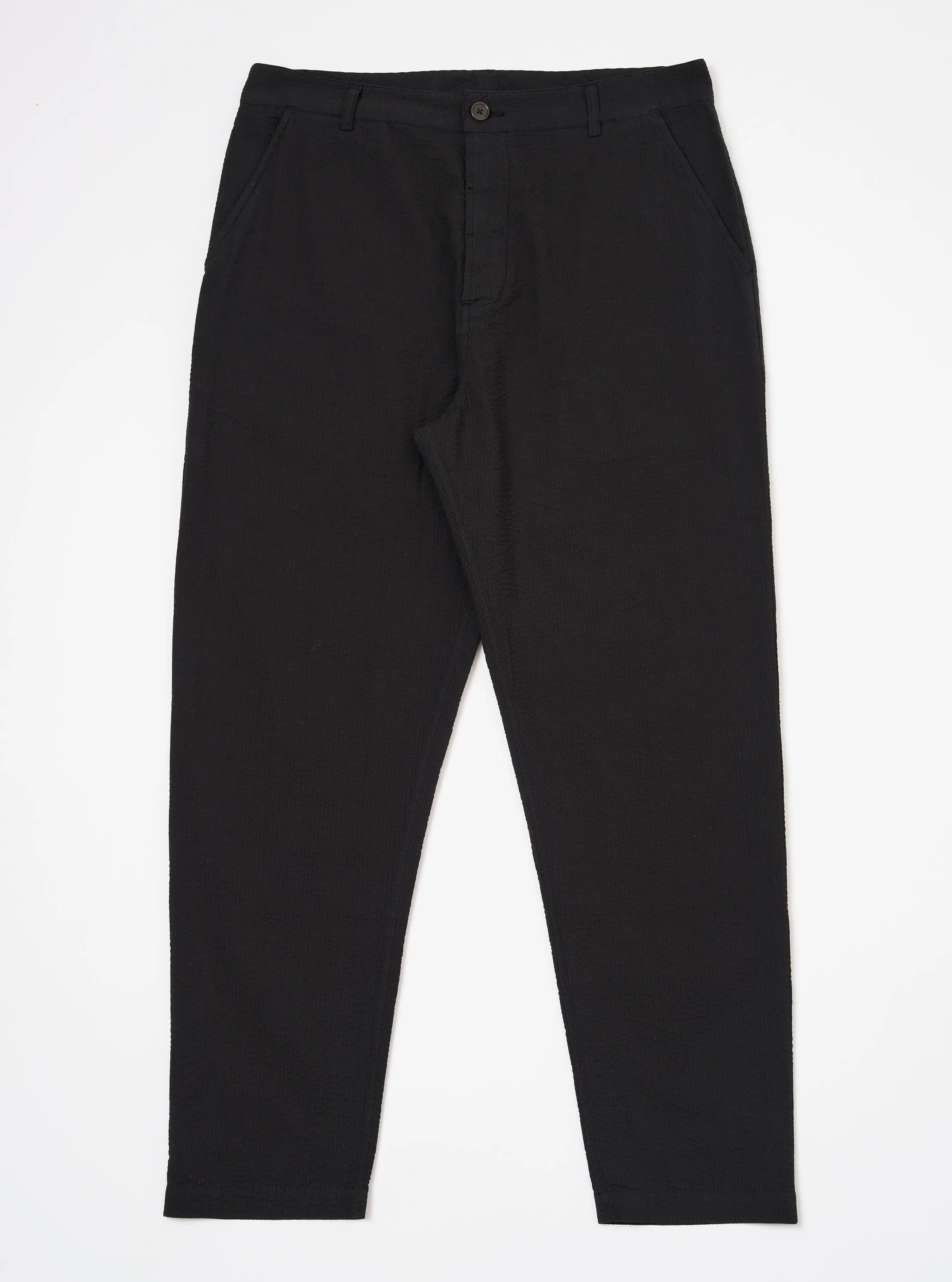 Black Merida Seersucker Military Chino sold by Universal Works
