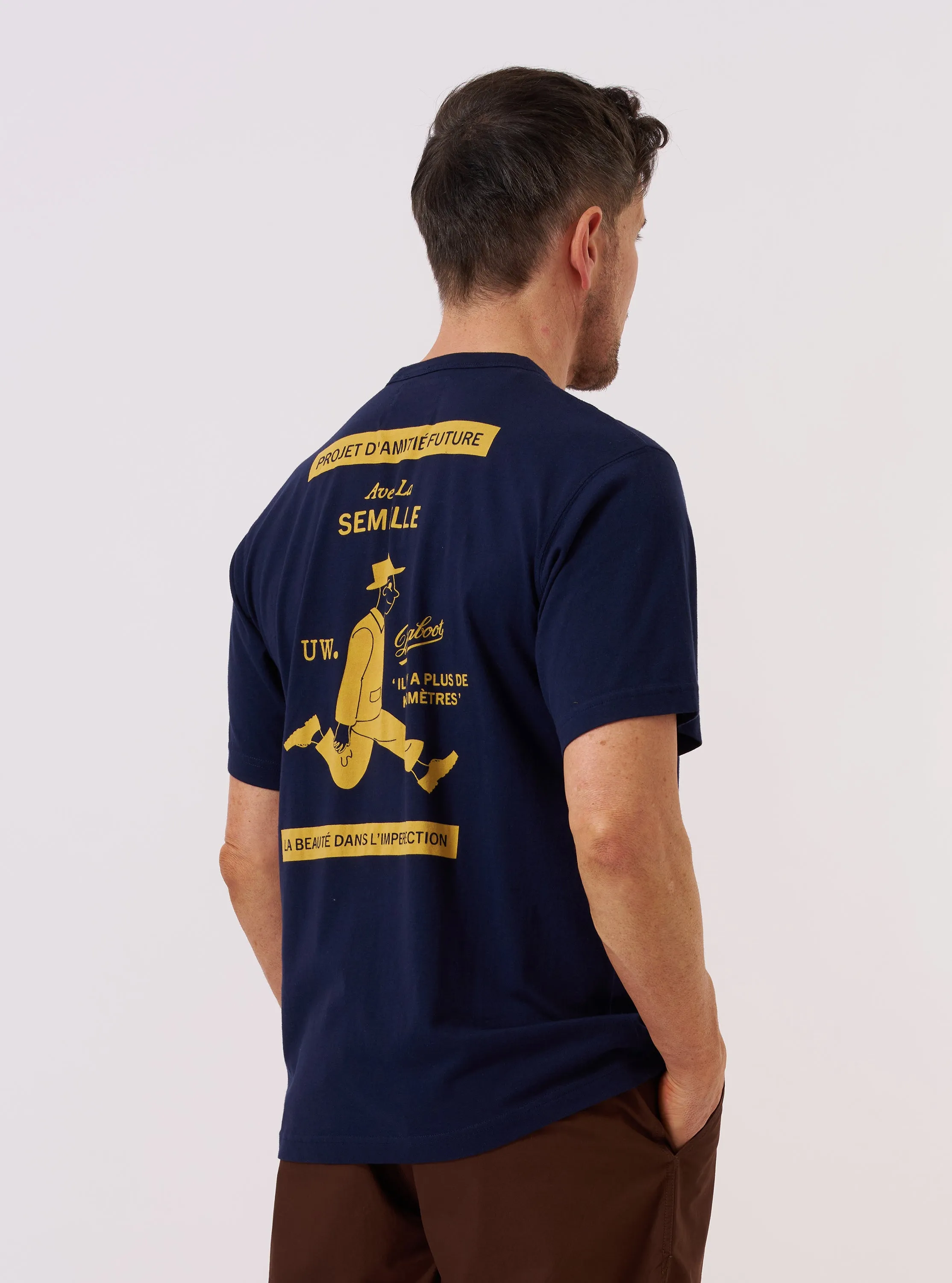 Paraboot x Universal Works Navy Single Jersey Print Tee sold by Universal Works product image thumbnail 3