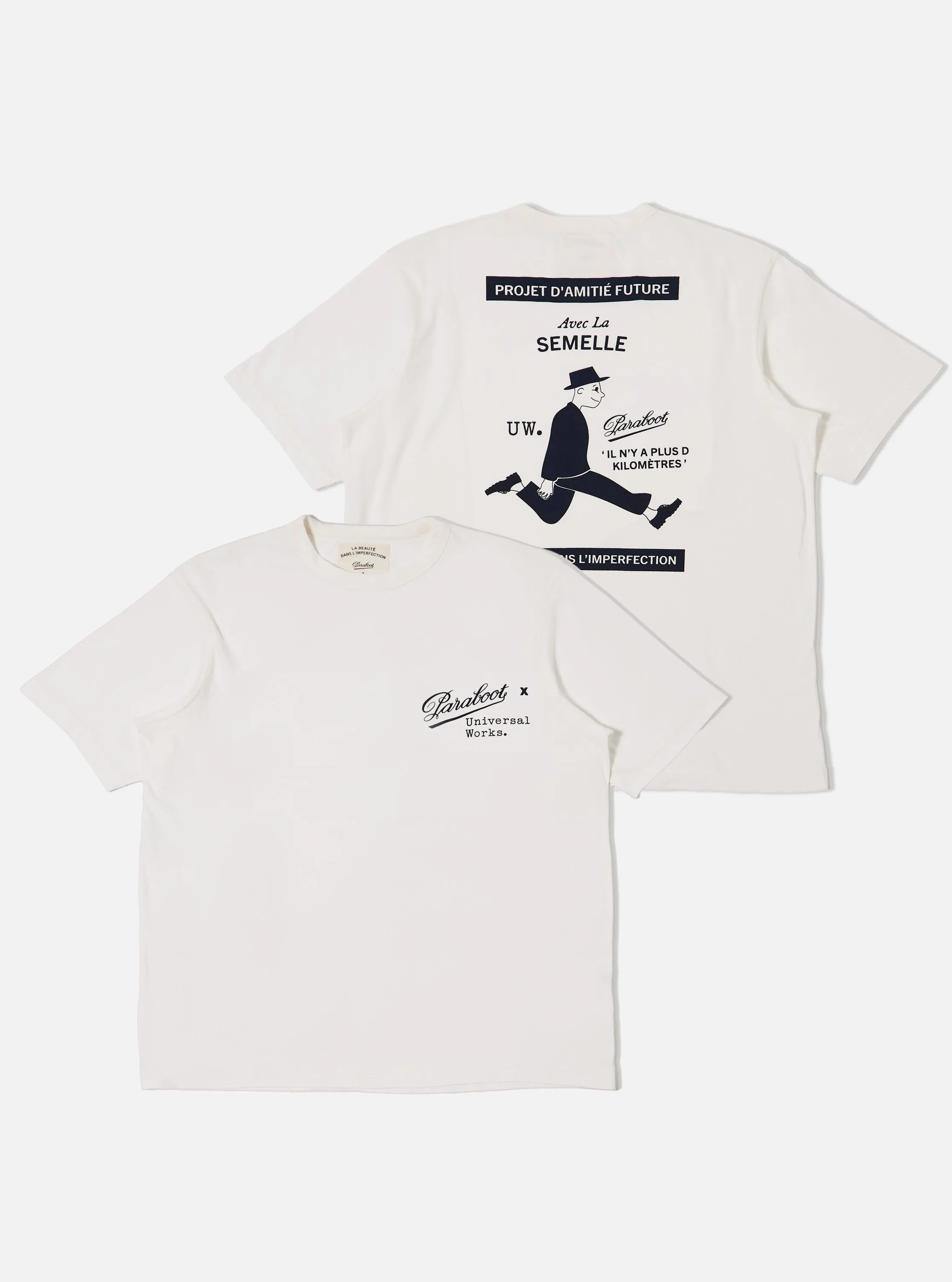 Paraboot x Universal Works Ecru Single Jersey Print Tee sold by Universal Works
