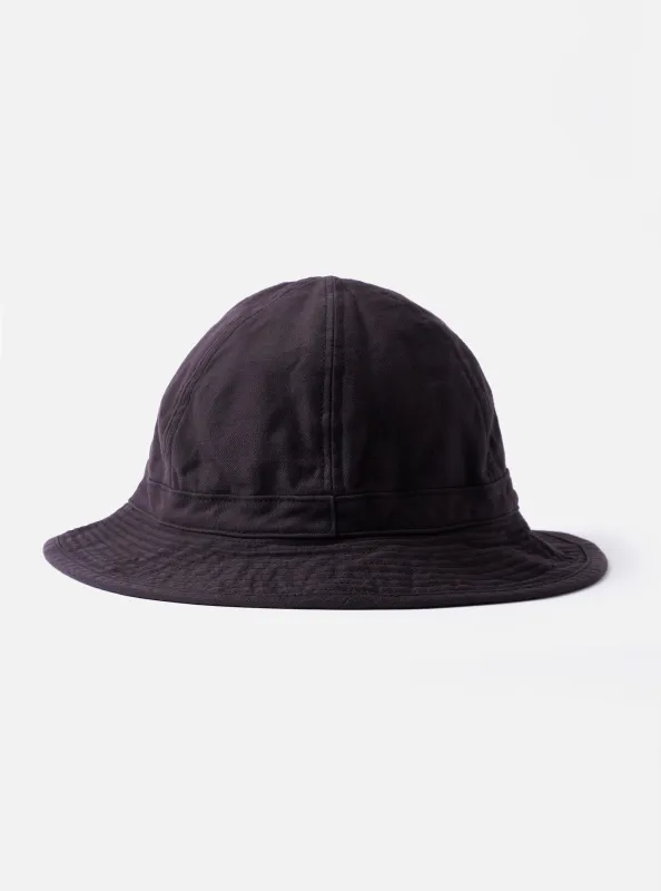 cableami® Black Baker Back Satin Cotton Metro Hat made by Universal Works