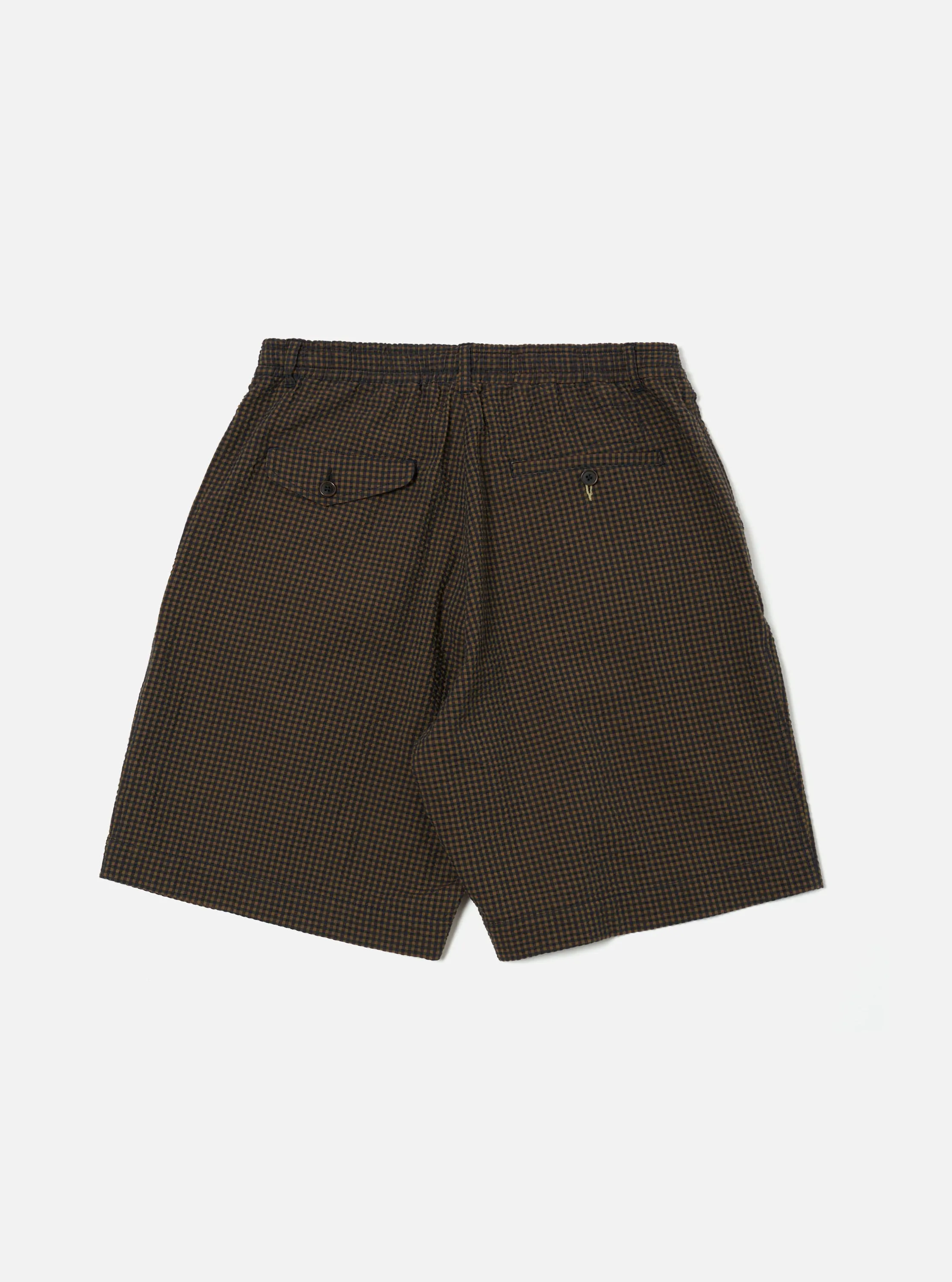 Navy Japanese Seersucker Pleated Track Short sold by Universal Works product image thumbnail 4
