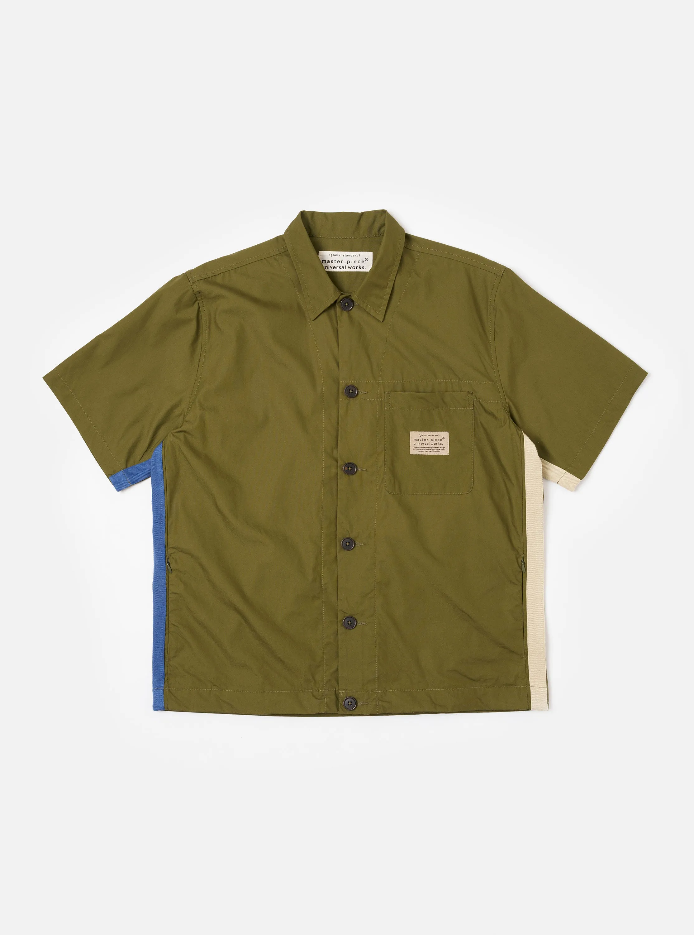 master-piece x Universal Works Olive Recycled Poly Tech Tech Overshirt sold by Universal Works