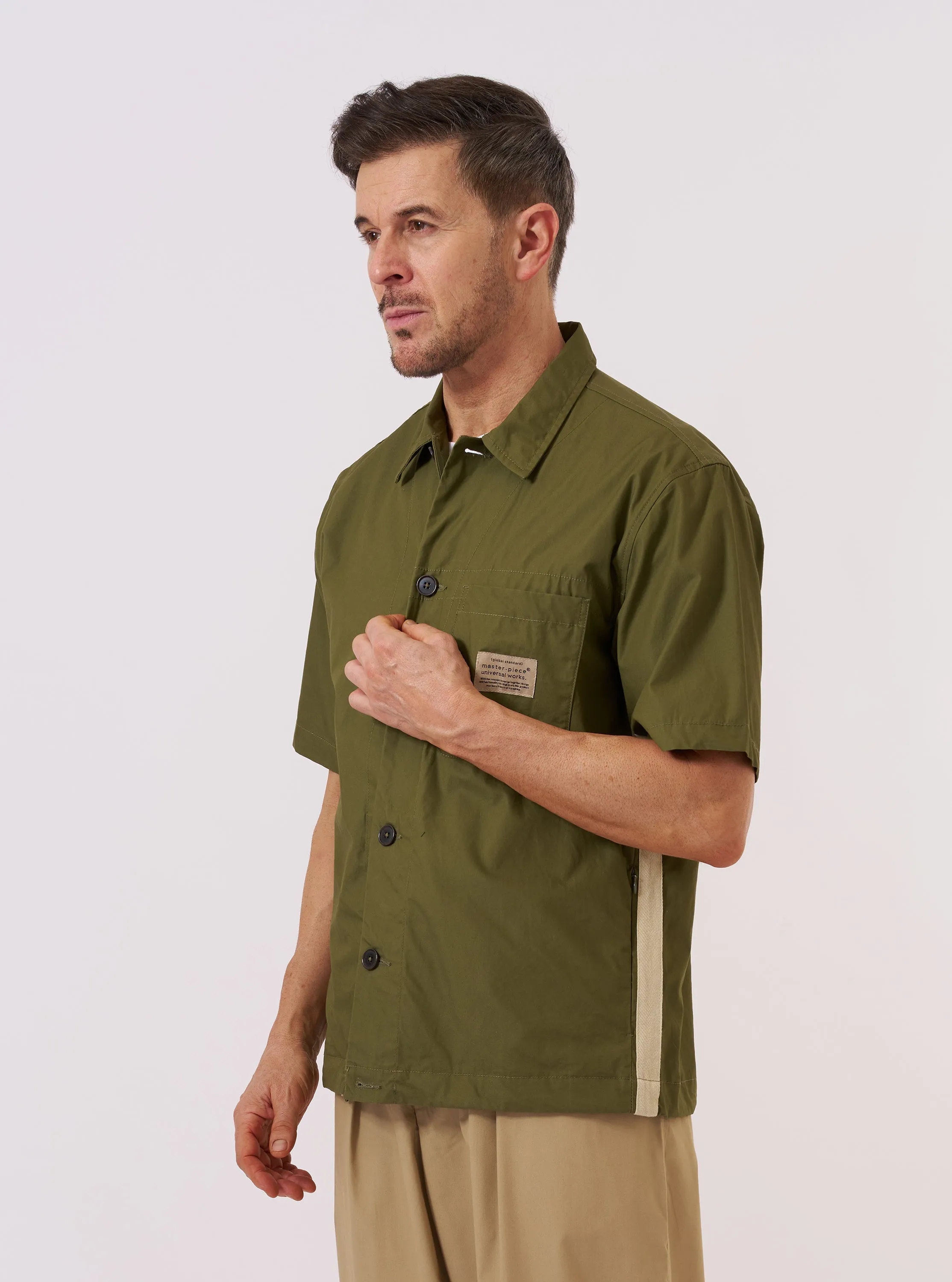 master-piece x Universal Works Olive Recycled Poly Tech Tech Overshirt sold by Universal Works product image thumbnail 2