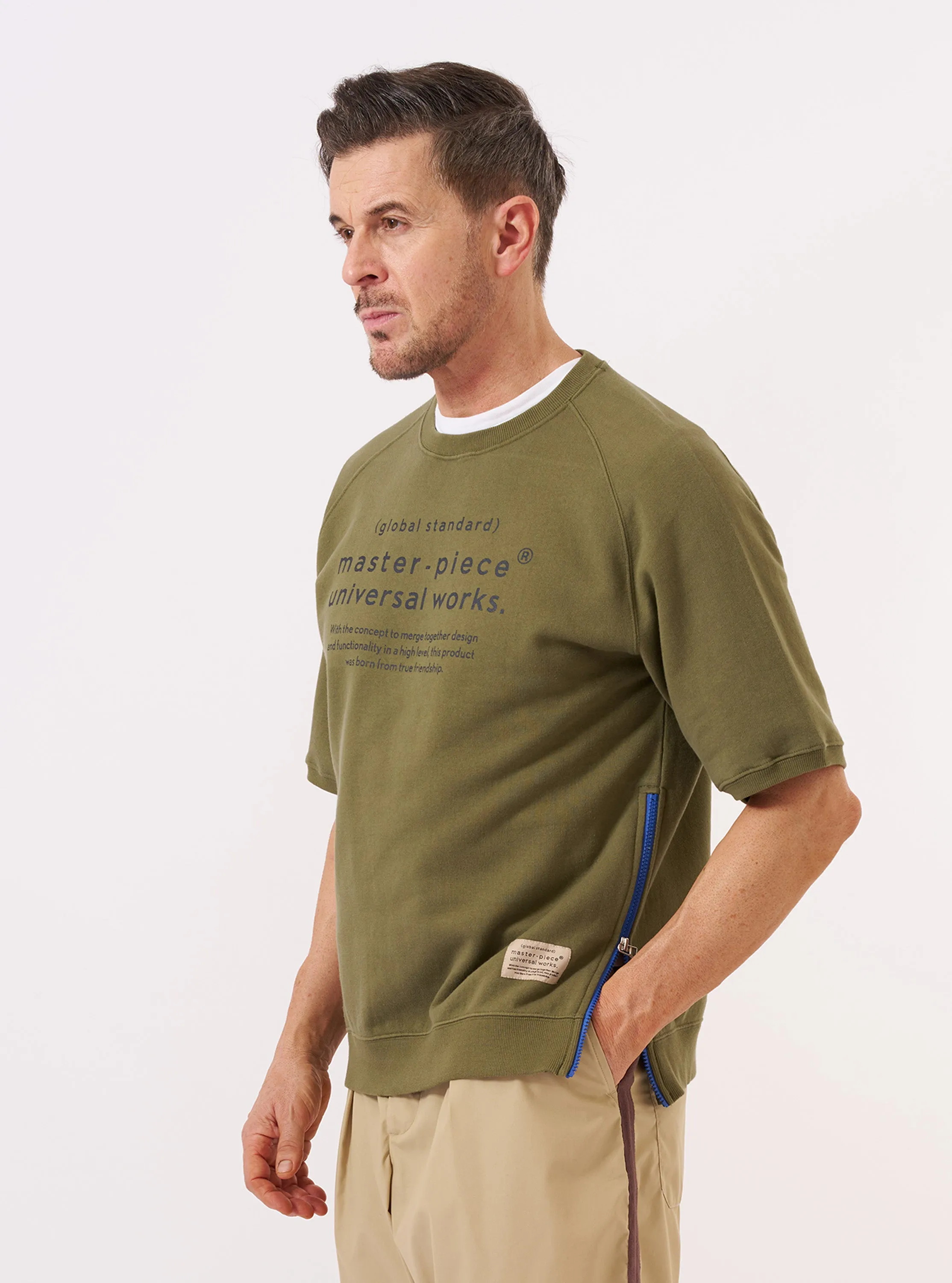 master-piece x Universal Works Olive Brush Back Sweat S/S Billy Sweat sold by Universal Works product image thumbnail 2