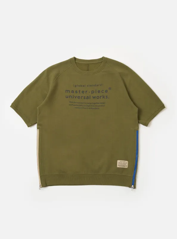 master-piece x Universal Works Olive Brush Back Sweat S/S Billy Sweat made by Universal Works