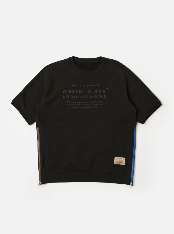 master-piece x Universal Works Black Brush Back Sweat S/S Billy Sweat made by Universal Works
