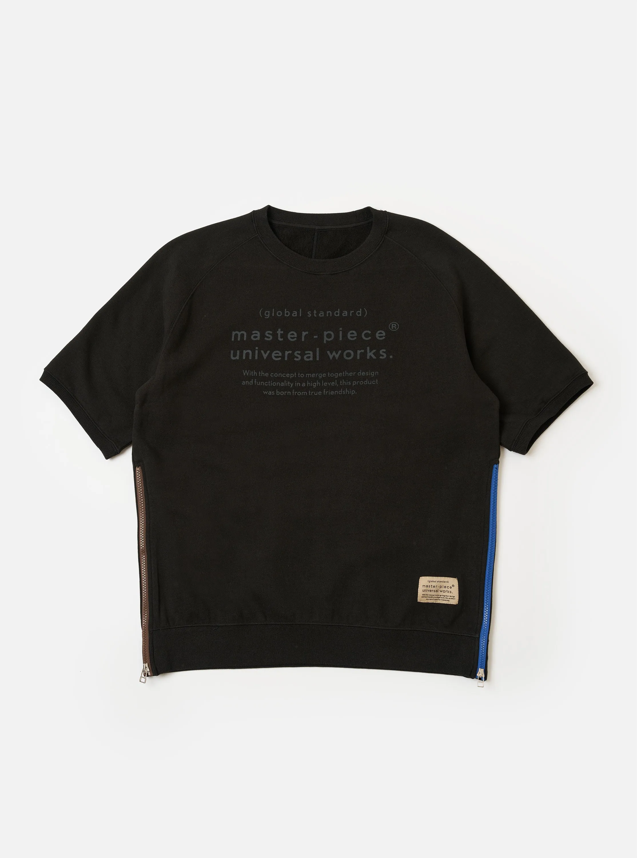 master-piece x Universal Works Black Brush Back Sweat S/S Billy Sweat sold by Universal Works