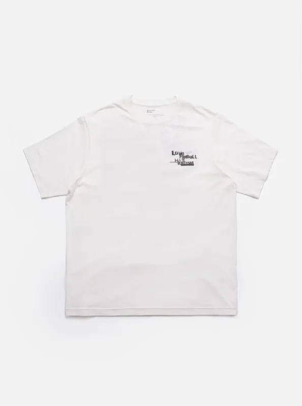 Ecru Love Football Jersey Print Tee made by Universal Works
