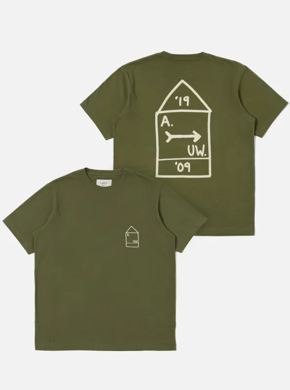 A. SOCIETY x Universal Works Olive Single Jersey Print Tee made by Universal Works