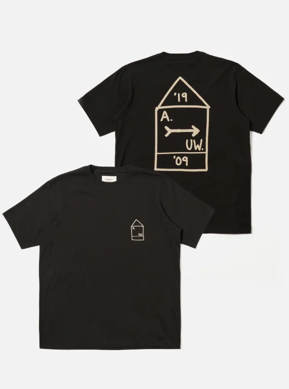 A. SOCIETY x Universal Works Black Single Jersey Print Tee made by Universal Works