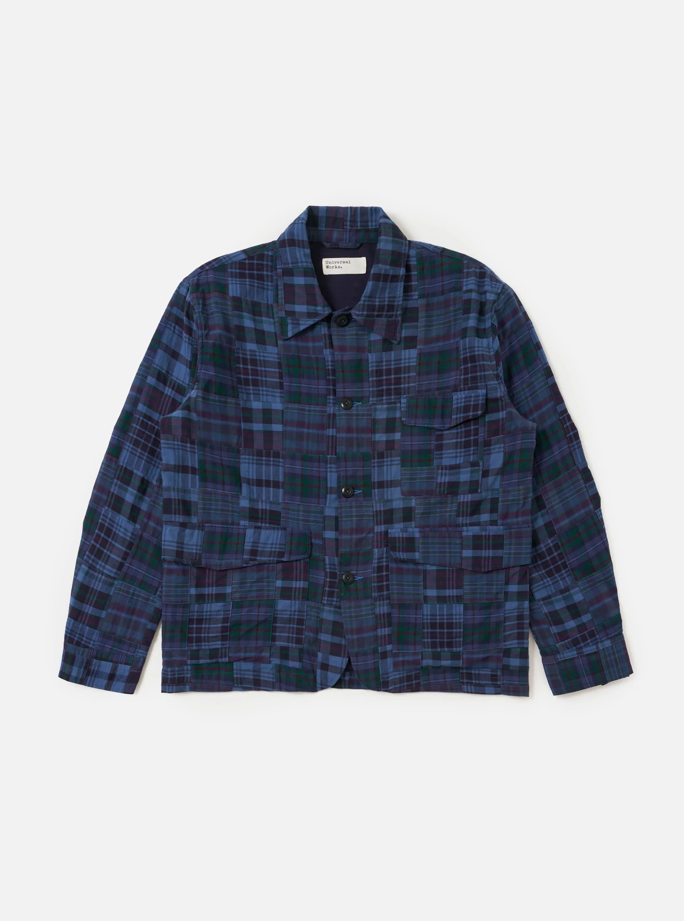 Navy Madras Patchwork Duty Jacket sold by Universal Works