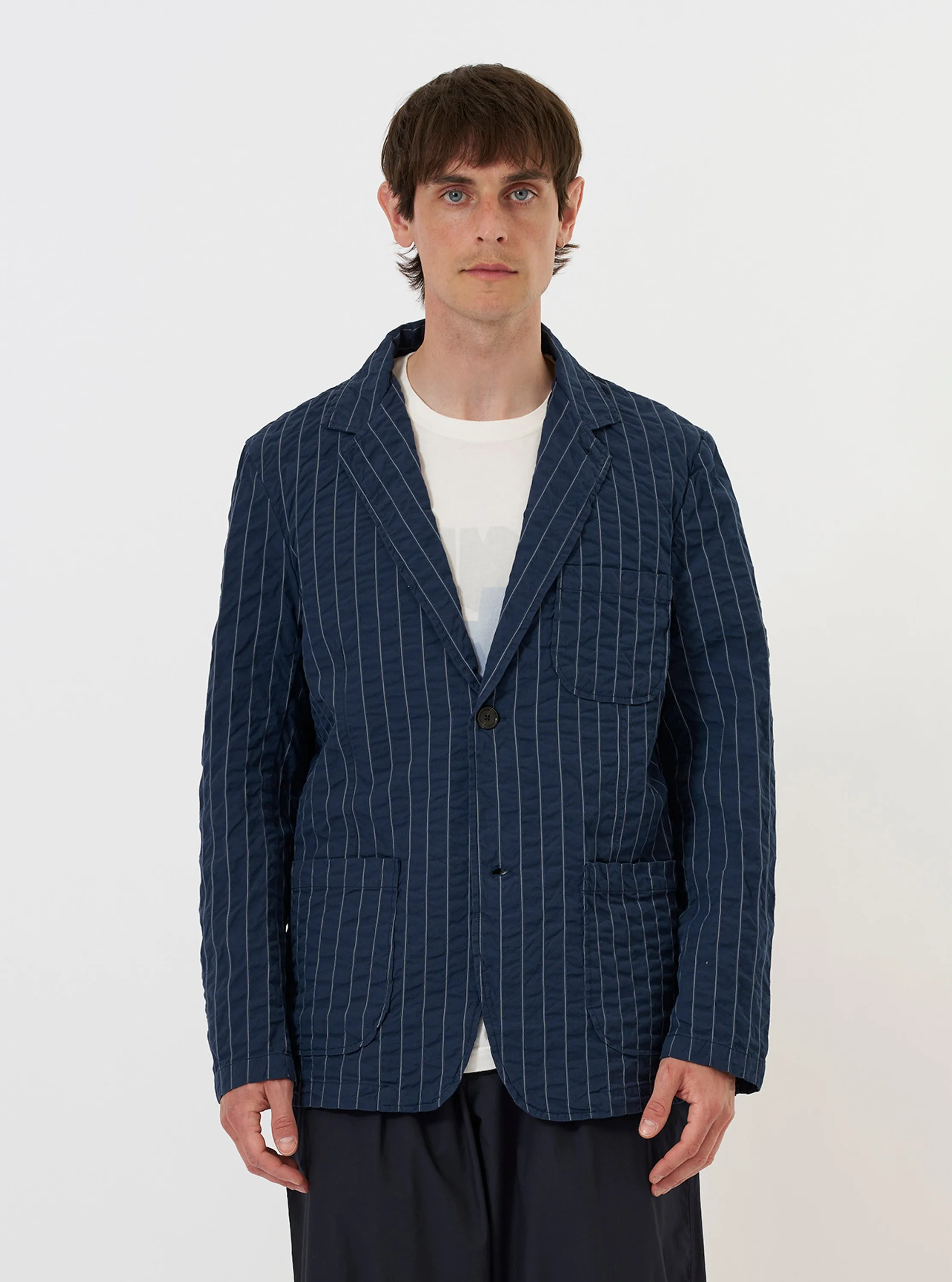 Navy Chester Stripe Two Button Jacket sold by Universal Works product image thumbnail 2
