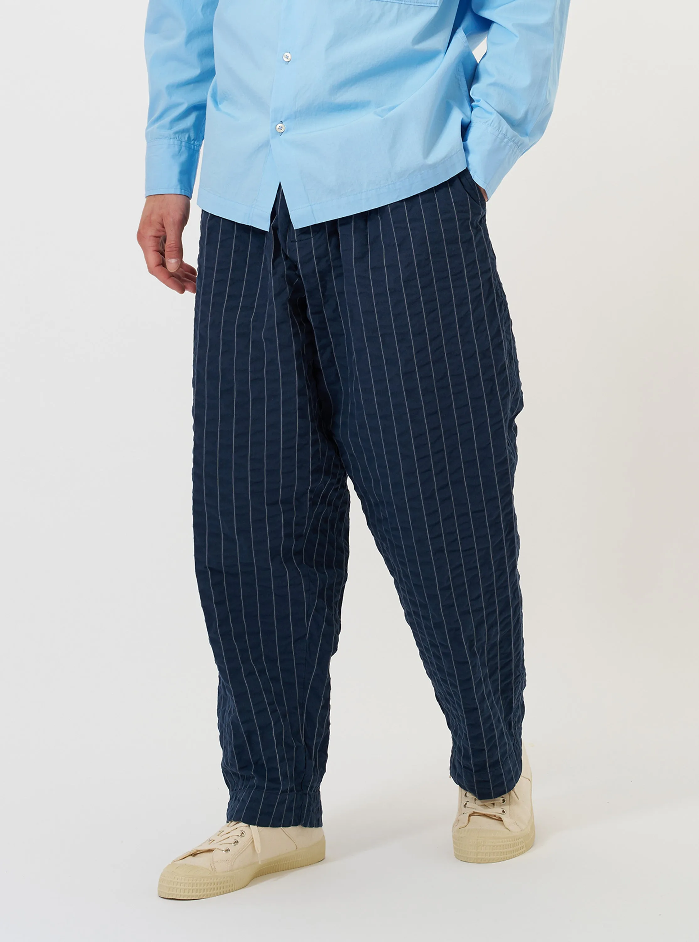 Navy Chester Stripe Oxford Pant sold by Universal Works product image thumbnail 2