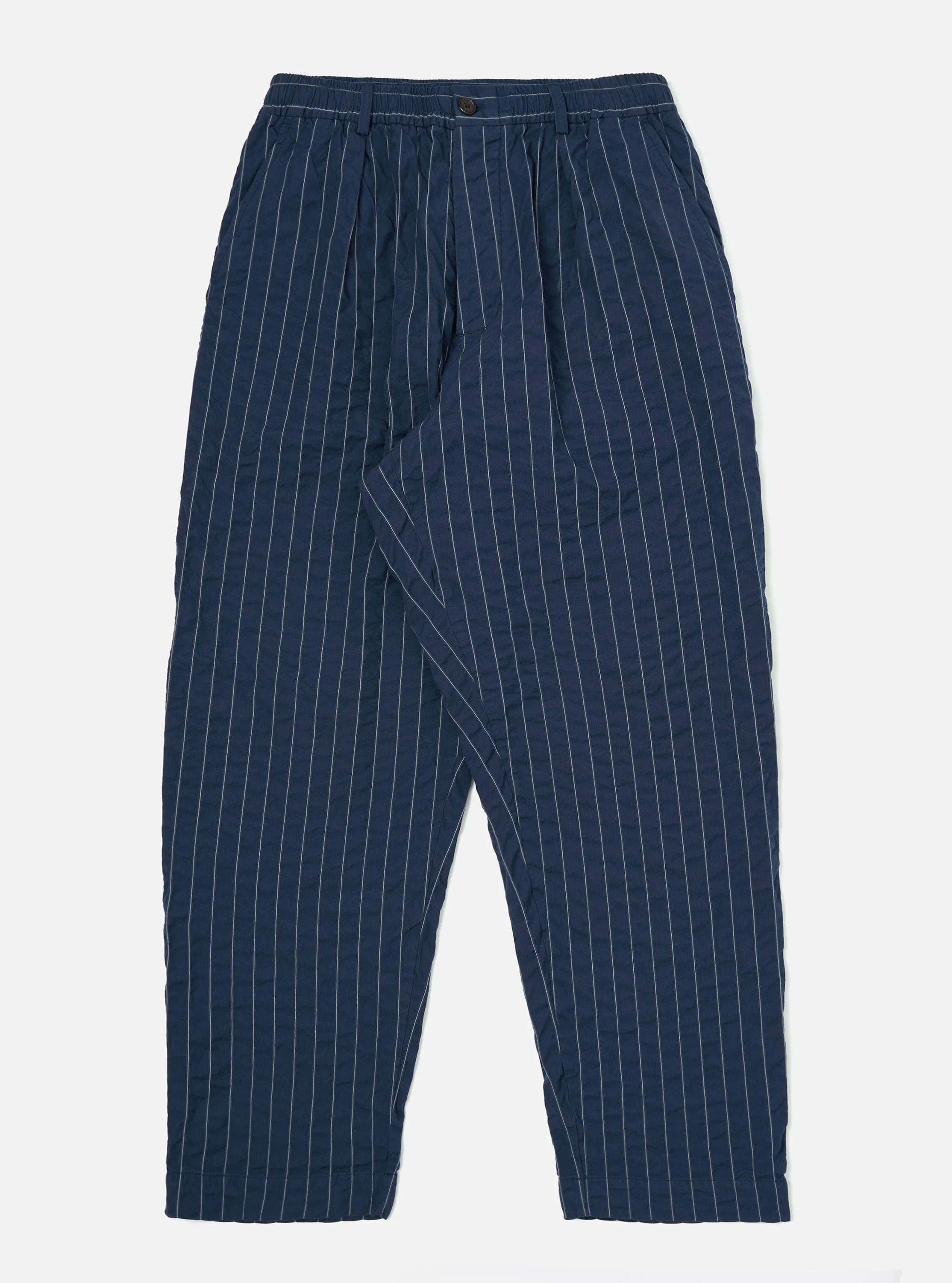 Navy Chester Stripe Oxford Pant sold by Universal Works
