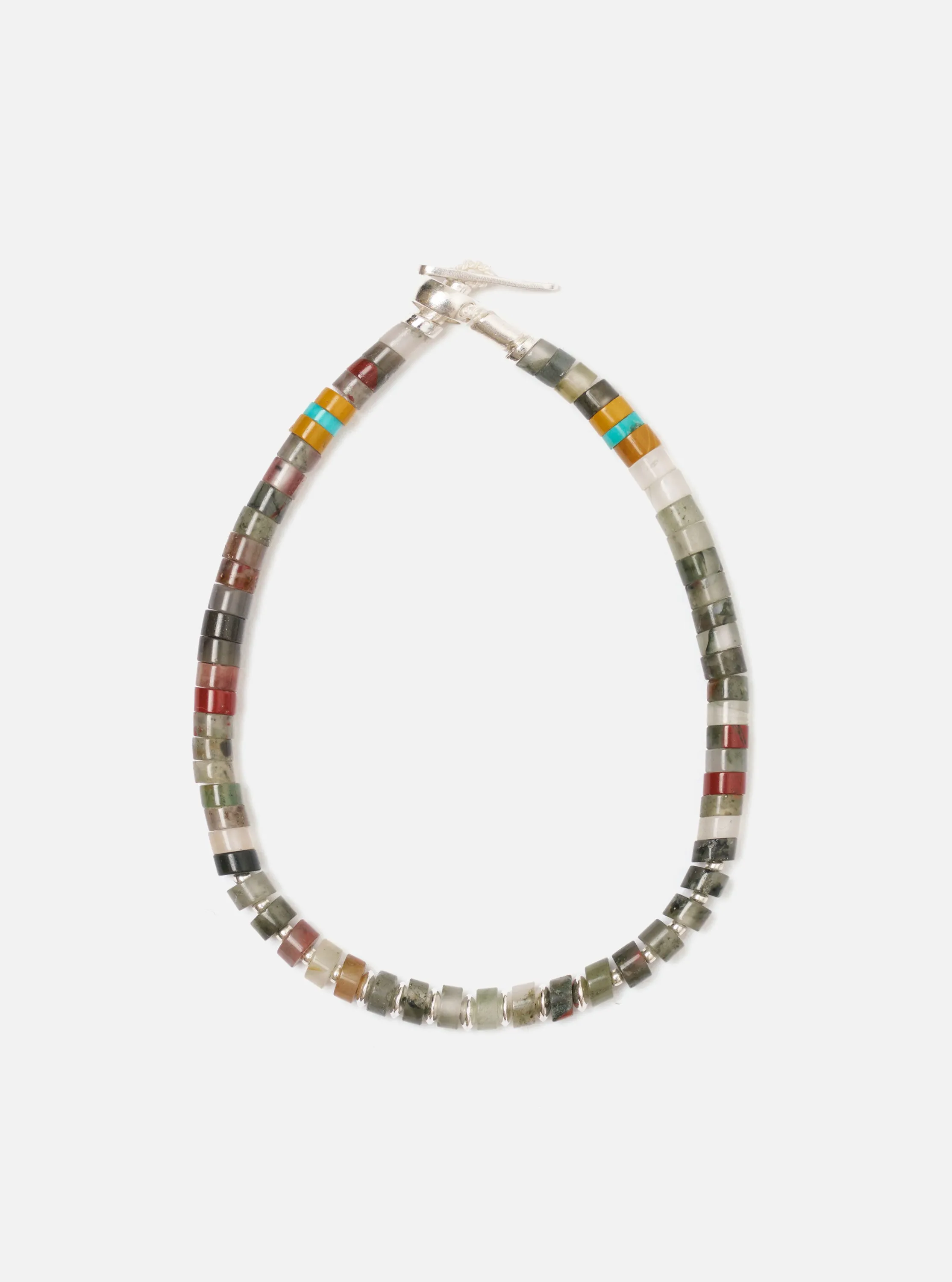 Mikia African Bloodstone Silver Heishi Bracelet sold by Universal Works