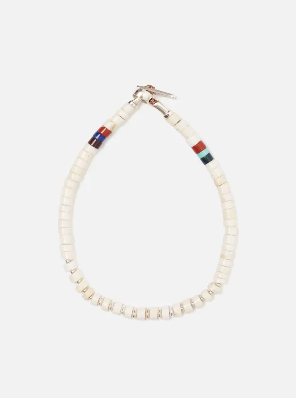Mikia Magnesite Silver Heishi Bracelet made by Universal Works