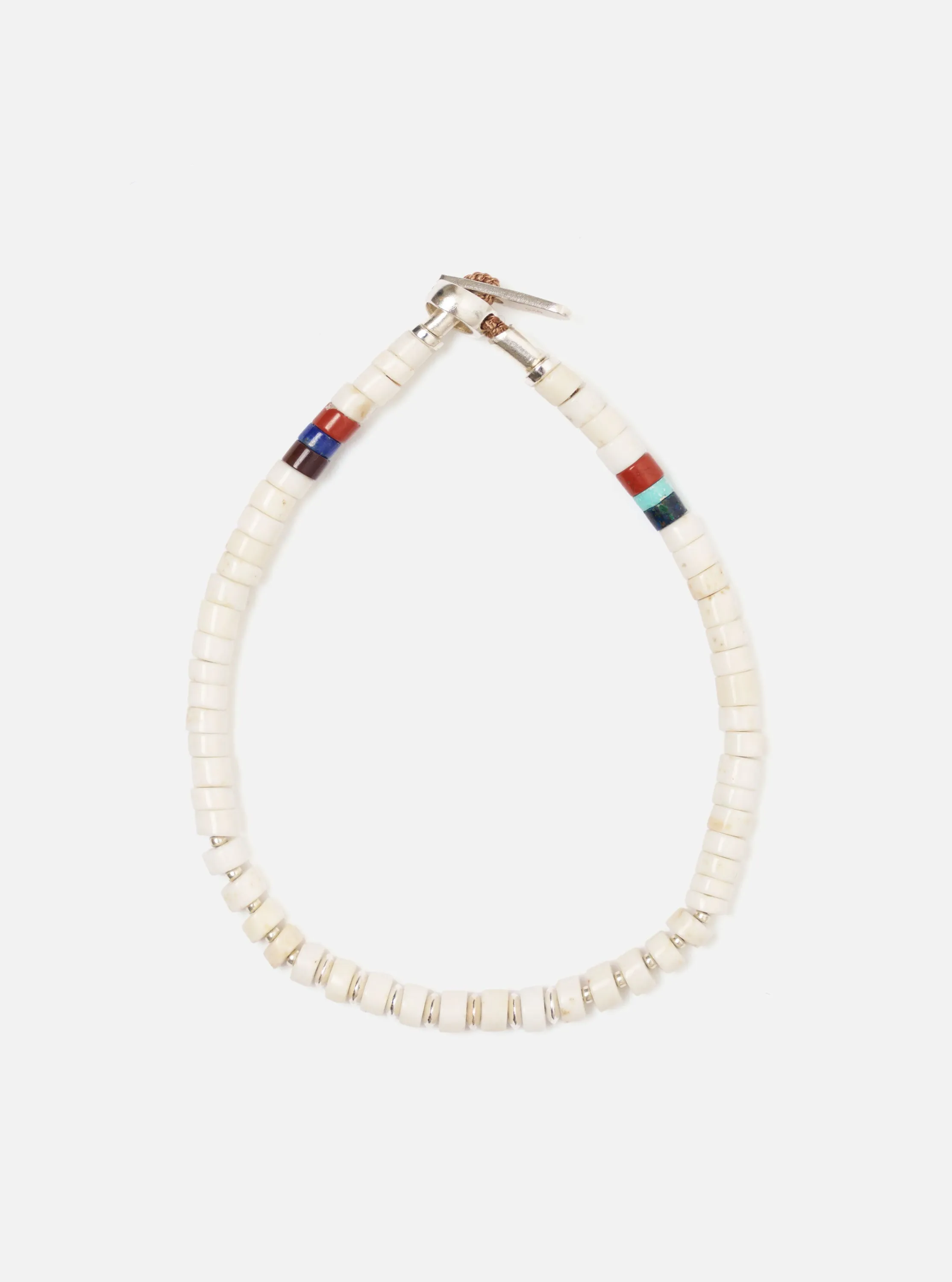 Mikia Magnesite Silver Heishi Bracelet sold by Universal Works