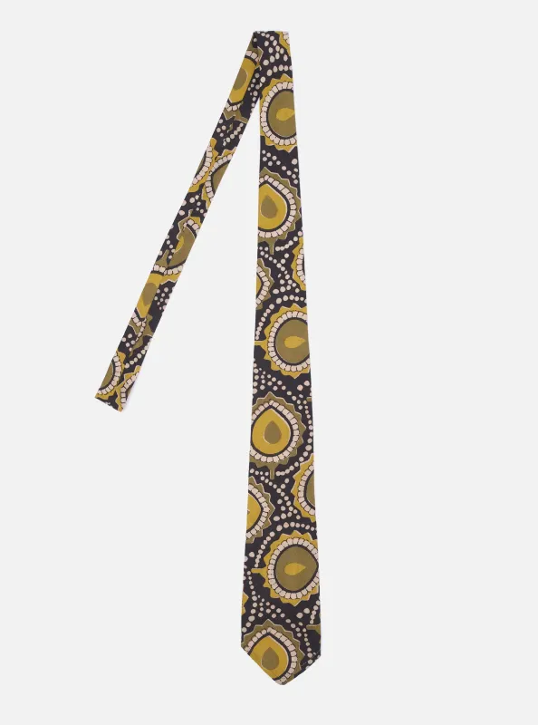 Olive Cape Block Print Tie made by Universal Works