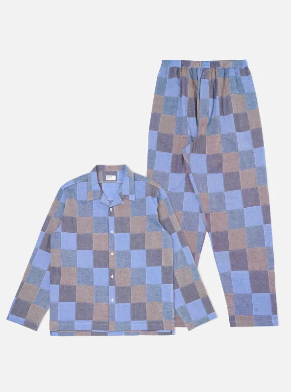 Indigo Patchwork Chambray Pyjama Set made by Universal Works