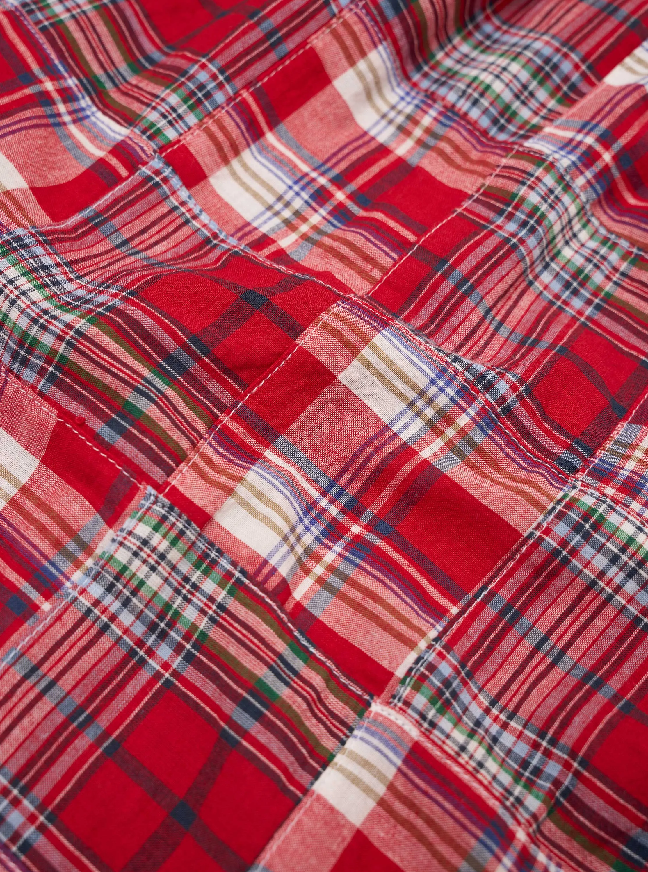 Red Patchwork Madras Pyjama Short sold by Universal Works product image thumbnail 2