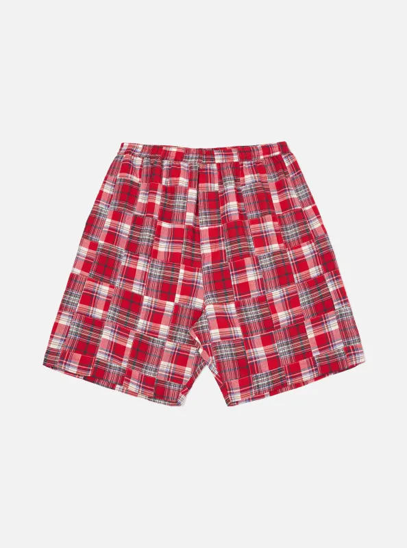 Red Patchwork Madras Pyjama Short made by Universal Works