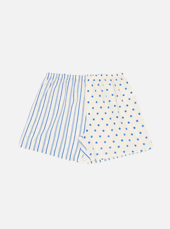 Ecru Block Dots & Stripes Boxer Short made by Universal Works