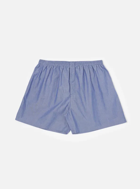 Indigo Typewriter Chambray Boxer Short made by Universal Works