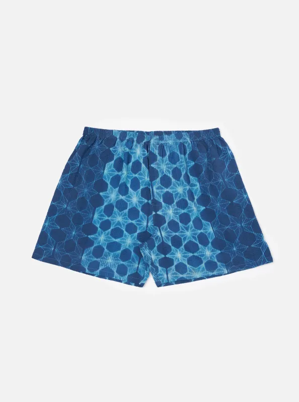 Indigo Needle Tie N Dye Boxer Short made by Universal Works