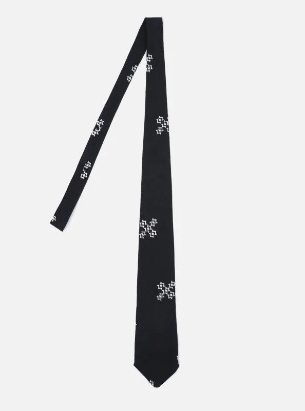 Black Embroidered Diamond Tie made by Universal Works