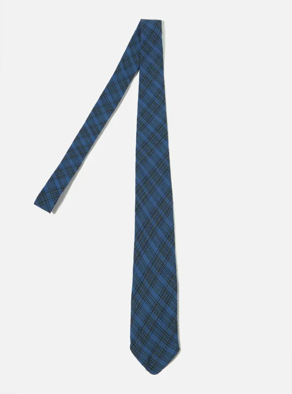 Navy Picnic Plaid Tie made by Universal Works
