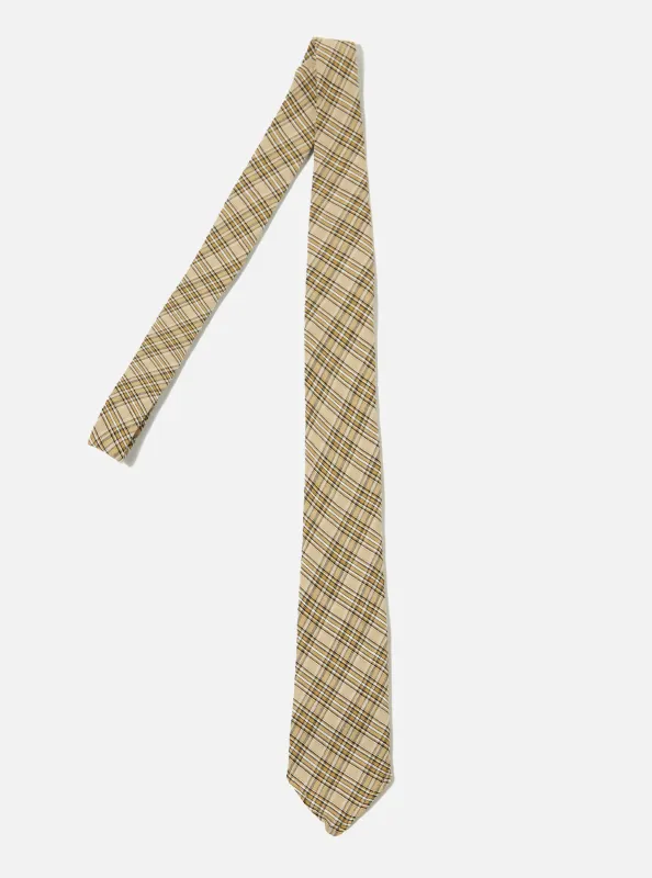 Sand Picnic Plaid Tie made by Universal Works