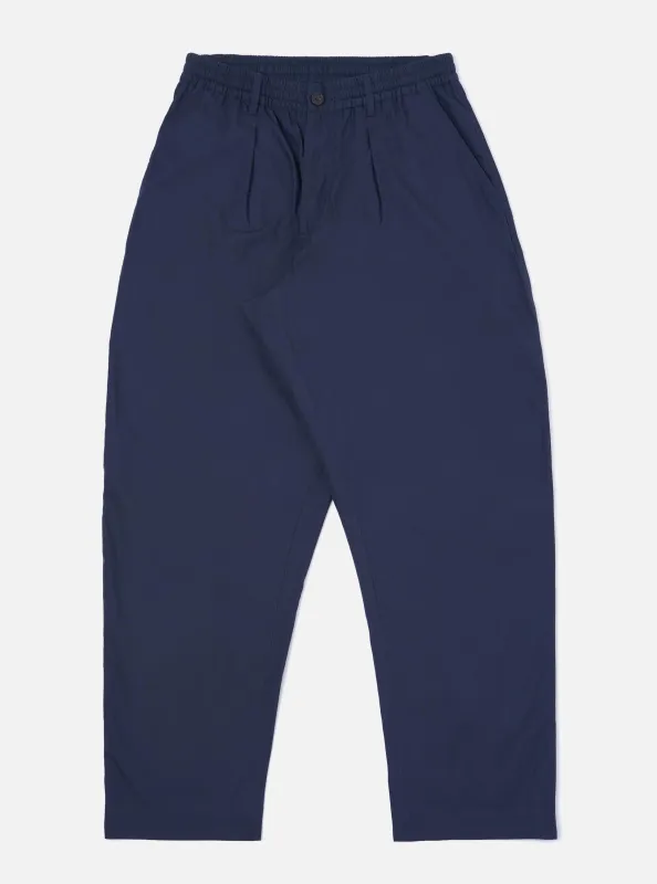 Navy Peached Poplin Oxford Pant made by Universal Works